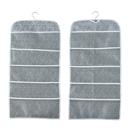 

KKCXFJX 5+10 Non-woven Double-sided Storage Bag Washable Wardrobe Multi-pocket Bra Hanging Bag Door Rear Socks Storage Bag