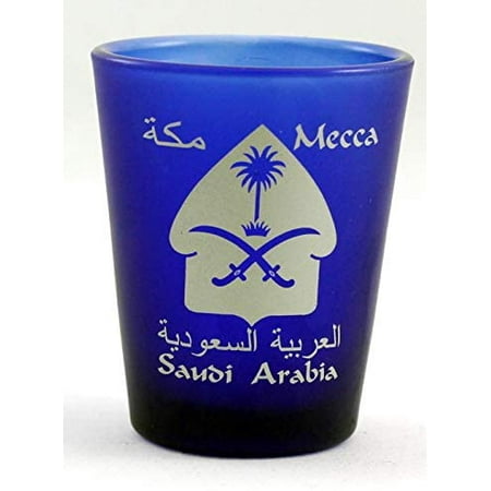 

world by shotglass mecca saudi arabia frosted shot glass cobalt blue