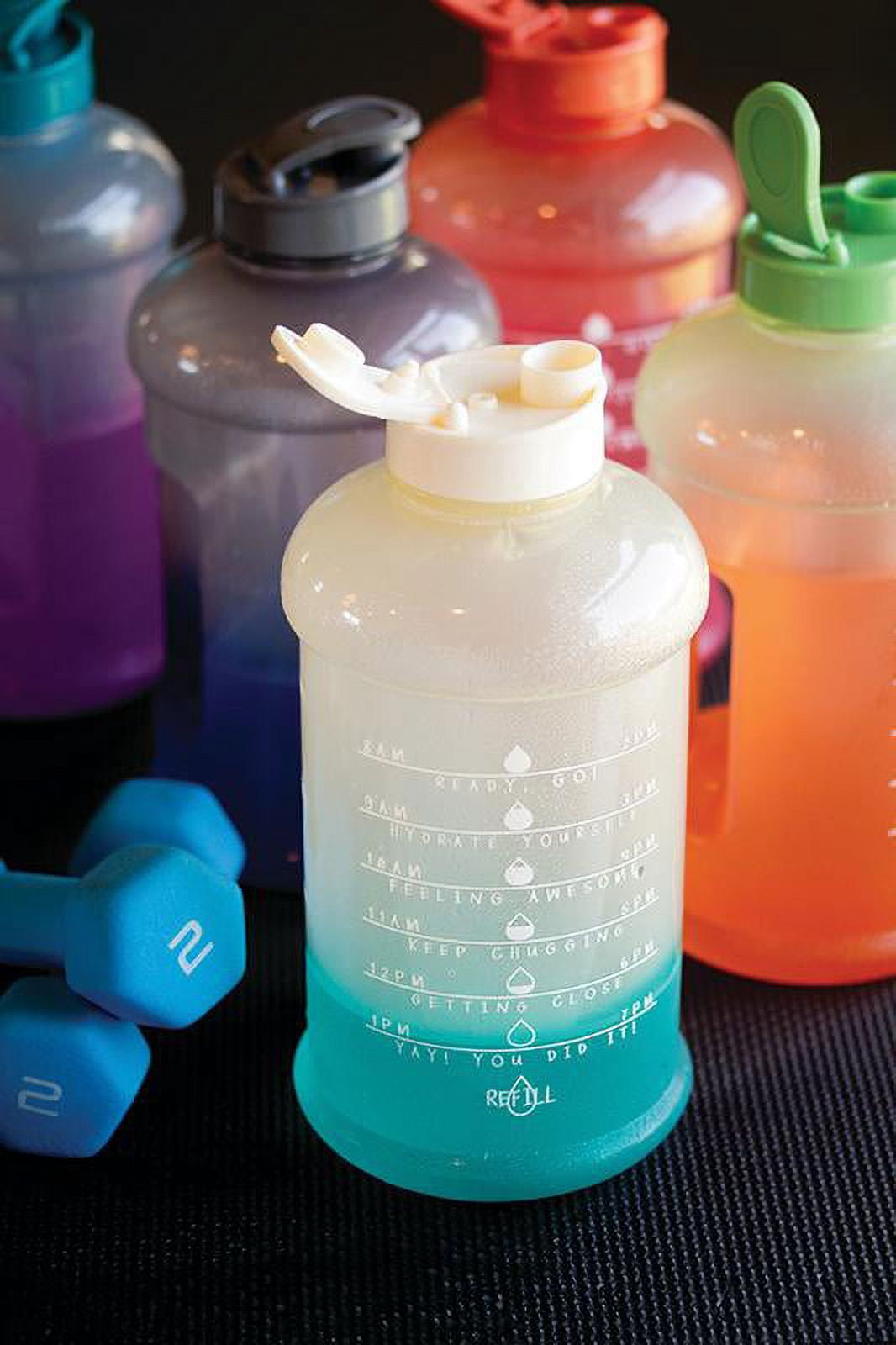 Mainstays 50-Ounce Color Changing Plastic Motivational Hydration Bottle, White