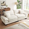 thumbnail image 2 of Lunale 80"L Corduroy Deep Seat Sofa, Upholstered 3-Seater Sleeper Couch for Living Room, Beige, 2 of 8
