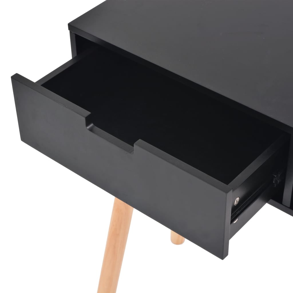 Kepooman Solid Pinewood Side End Tables for Home Office, Black Kepooman Solid Pinewood Side End Tables for Home Office, Black