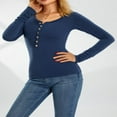 thumbnail image 4 of Women‘s Long Sleeve V Neck Buttons Casual Shirt Spring Fall Knitting Pullover Tops, 4 of 7
