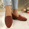 thumbnail image 6 of KIJBLAE Women's Solid Glitter Round Toe Moccasin Flats, Low Cut Slip On Comfortable Casual Flat Shoes Brown 39, 6 of 9