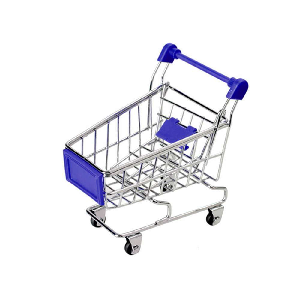 NO.5 Acoolstore Baby Kids Simulation Mini Shopping Cart Toys Handcart Supermarket Storage Basket Trolley Toy Mini Shopping Cart Desktop Trolley 