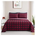 thumbnail image 4 of Ultra Soft Silky Deep Pocket Rich Printed Bedding Rayon from Bamboo All Season 6 Pieces Sheet Set with 4 Pillowcases, Red Black Plaid Pattern Double/Full Size, 4 of 8