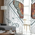 thumbnail image 4 of Sheer Curtains 72 inches Long, Butterfly Geometric Lines and Stars Pattern Light Filtering Sheer Window Curtains Rod Pocket Voile Drapes for Bedroom Living Room, 52"W x 72"L 2 Panels, 4 of 7