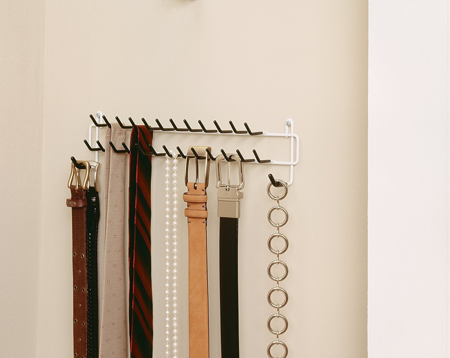 8051 Tie And Belt Rack White Hooks Can Be Used To Organize Ties