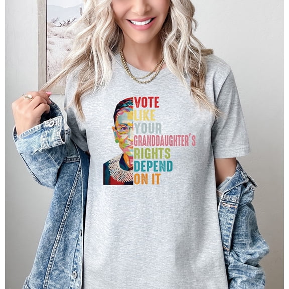 Moonlight Apparel Women's Feminist Graphic Tee Vote Like Your Granddaughter's Rights Depend On It Shirt, Comfort Multi-Colors T-Shirt, Inspirational Political Equality Shirt