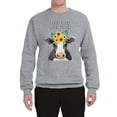 thumbnail image 2 of Wild Bobby, Good Food Good Mood Funny Cute Cow Animal Lover Unisex Crewneck Graphic Sweatshirt, Heather Grey, 3XL, 2 of 3