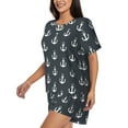 thumbnail image 3 of Womens Pajama Sets With Pocket, white Anchor vintage black Lounge Sets Short Sleeve Sleepwear PJ Sets for Women, 3 of 6