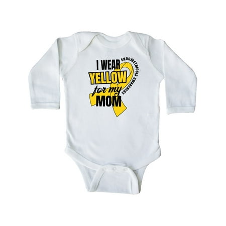 

Inktastic I Wear Yellow For My Mom Endometriosis Awareness Gift Baby Boy or Baby Girl Long Sleeve Bodysuit