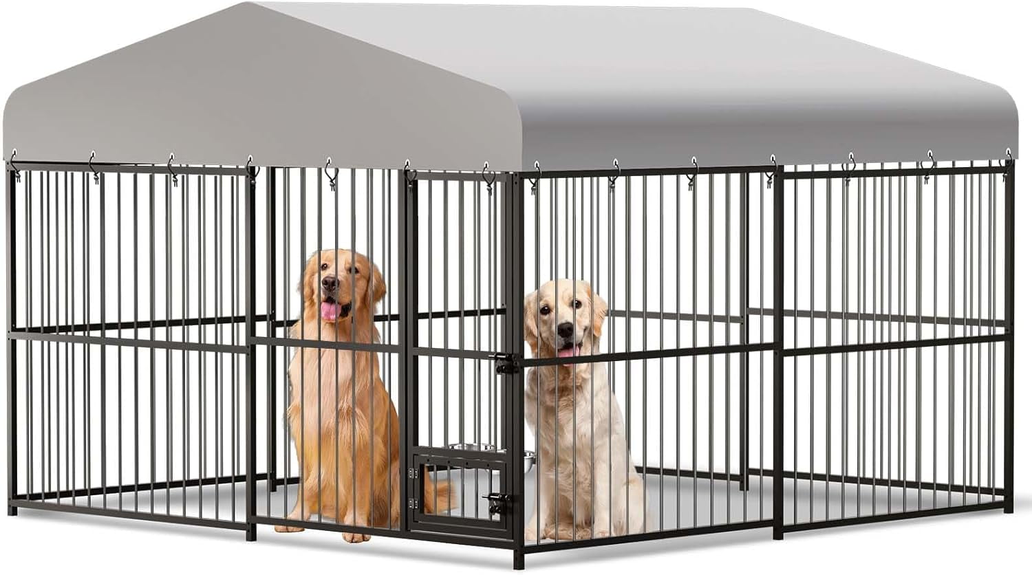 Senfot 10x10x6 FT Outdoor Dog Kennel, Large Dog Enclosure with Waterproof UV-Resistant Cover, Secure Lock, Easy Assembly, for Large & Medium Dogs, Outdoor Pet Shelter