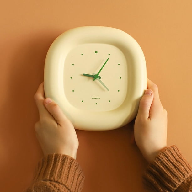 Reloj de pared con burbujas, reloj de con pilas, reloj colgante de pie sin tictac, reloj de escritorio para decoración de dormitorio tictac amarillo Fernando Reloj de pared colgante