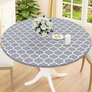 decorUhome Fitted Vinyl Tablecloth, Round 36-44in