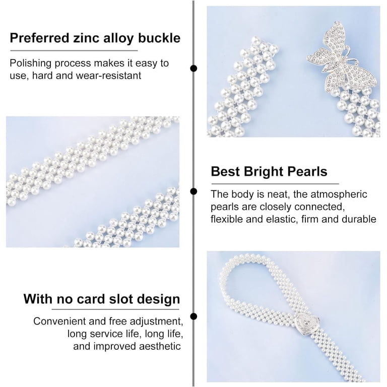 Pearl Waist Belts for Women 2pcs Elastic Pearl Belts Wedding  display picture 3
