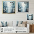 thumbnail image 4 of Designart "Blue White Modern Scandinavian Winter Painting I" Landscapes Floater Framed Wall Art Living Room, 4 of 7