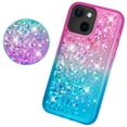 thumbnail image 3 of Compatible for Apple iPhone 13 mini Case, with Tempered Glass Screen Protector SOGA Diamond Liquid Quicksand Cover Cute Girl Women Phone Case - Pink / Blue, 3 of 5