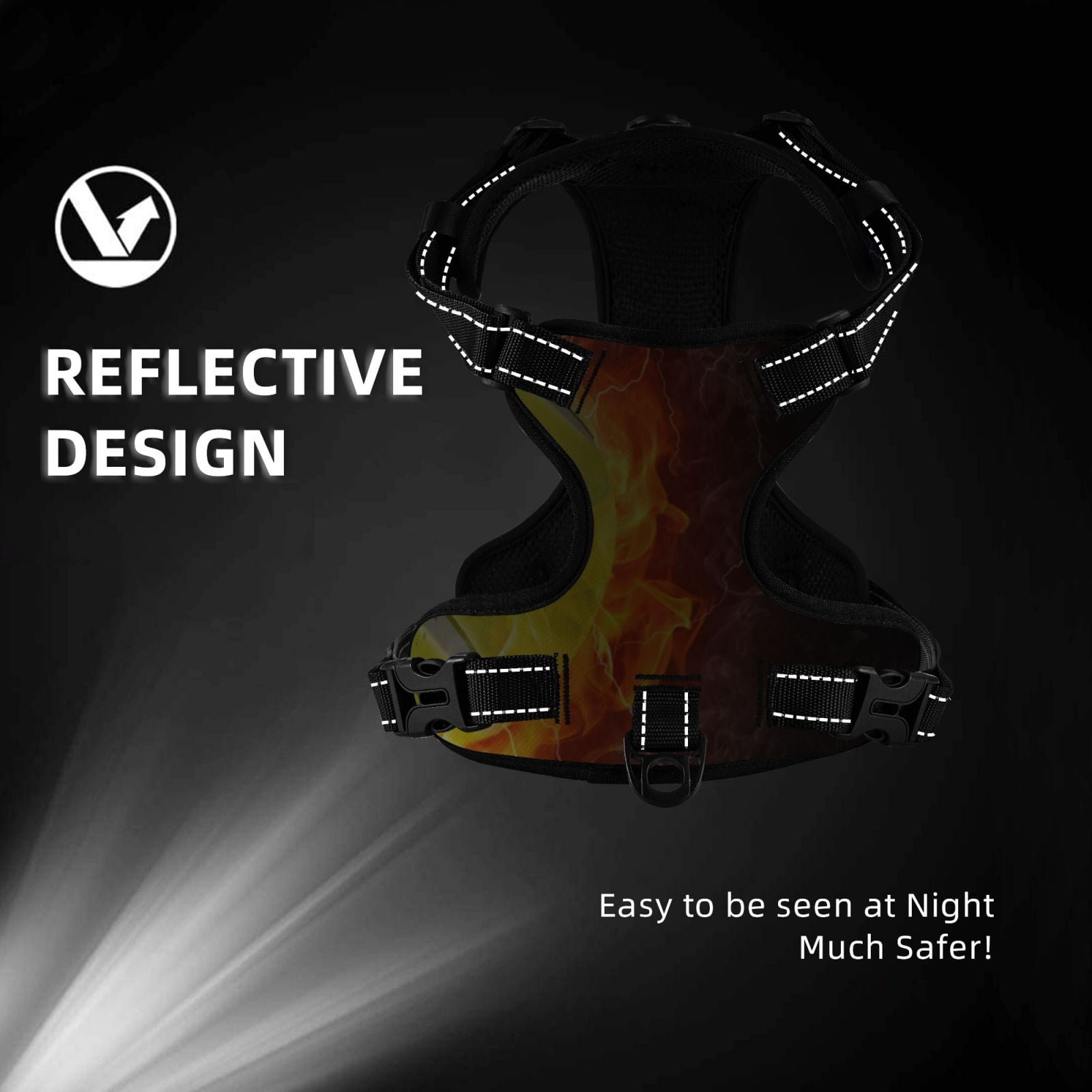 Vsdgher Tennis Ball On Fire And Water Dog Harness, No-Pull Pet Harness, Dog Vest, Pet Vest for Small to Large Dogs-Small