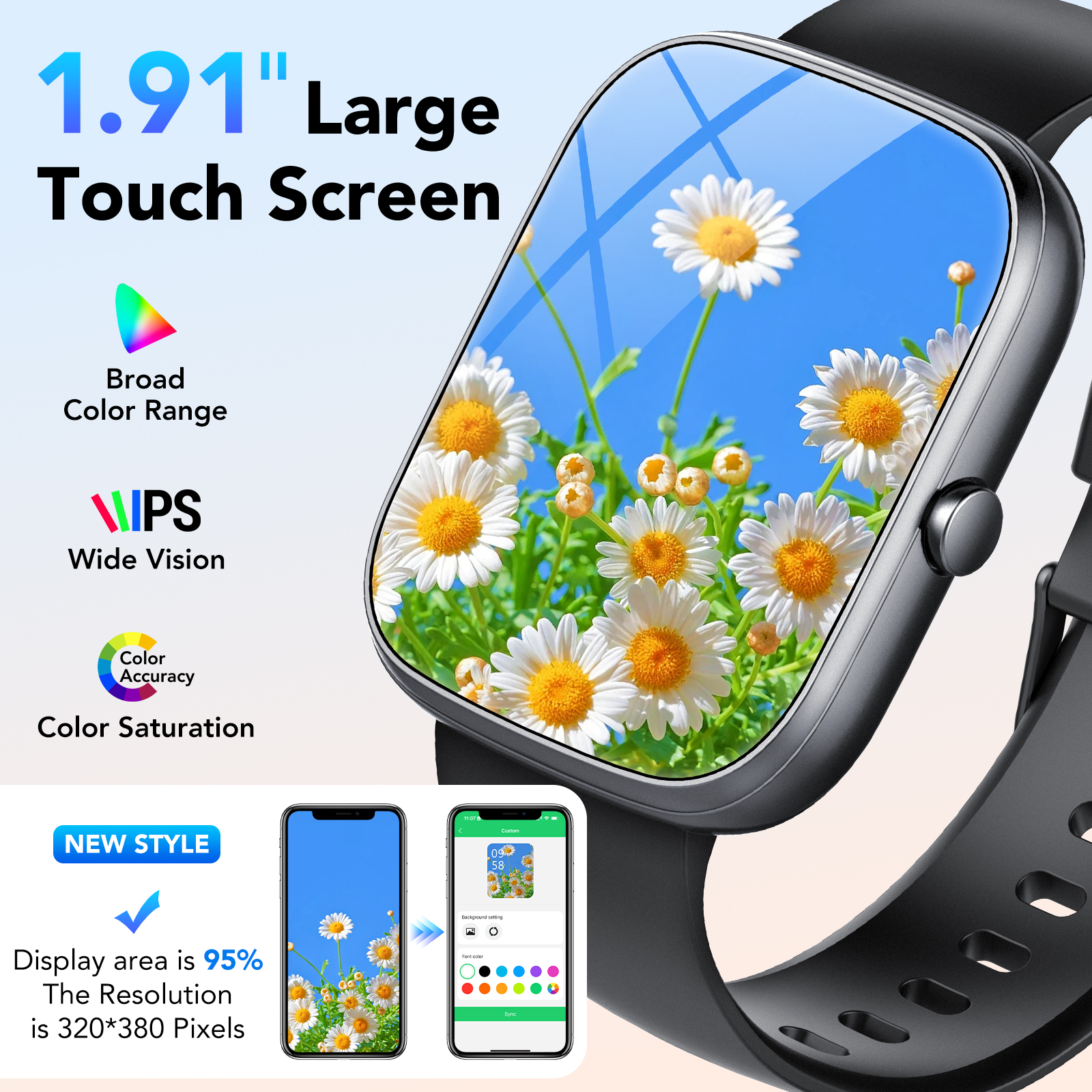 Tikland 1.91" HD Smart Watch with Bluetooth Calling photo 3