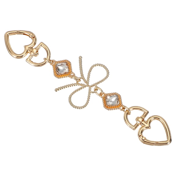 Purse Strap Extender, 7" Metal Bag Replacement Strap, Chain Extension for Women Handbags Purse Wallet Making, Bag Charm (Gold, White Rhinestone Bow