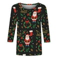 thumbnail image 5 of Craaazy Christmas Gifts For Women Crew Neck 3/4 Sleeve Xmas Shirts Funny Santa Christmas Tree Graphic Pullover Snowman Sweatshirts Womens Tops, 5 of 6