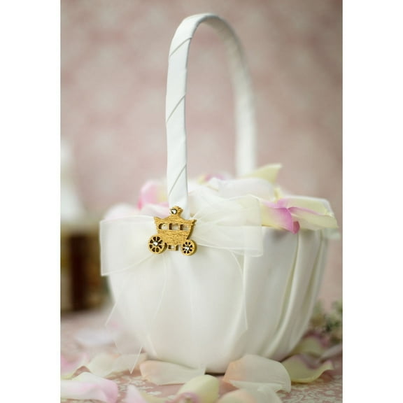 Elegant Fairy Tale Cinderella Coach Wedding Flowergirl Basket (Silver/Gold)