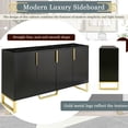 thumbnail image 3 of 60" Modern Sideboard Buffet with 4 Doors, Wood Storage Cabinet with Adjustable Shelves and Metal Handles & Legs, Coffee Bar Cabinet Entryway Console Table for Dinning Room, Kitchen, Hallway, Black, 3 of 9