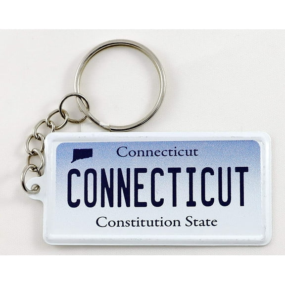 Connecticut License Plate Aluminum Ultra-Slim Rectangular Souvenir Keychain