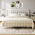 thumbnail image 2 of Amolife King Size Metal Platform Bed Frame with Vintage Headboard & 12.6" Under-Bed Storage, White, 2 of 8