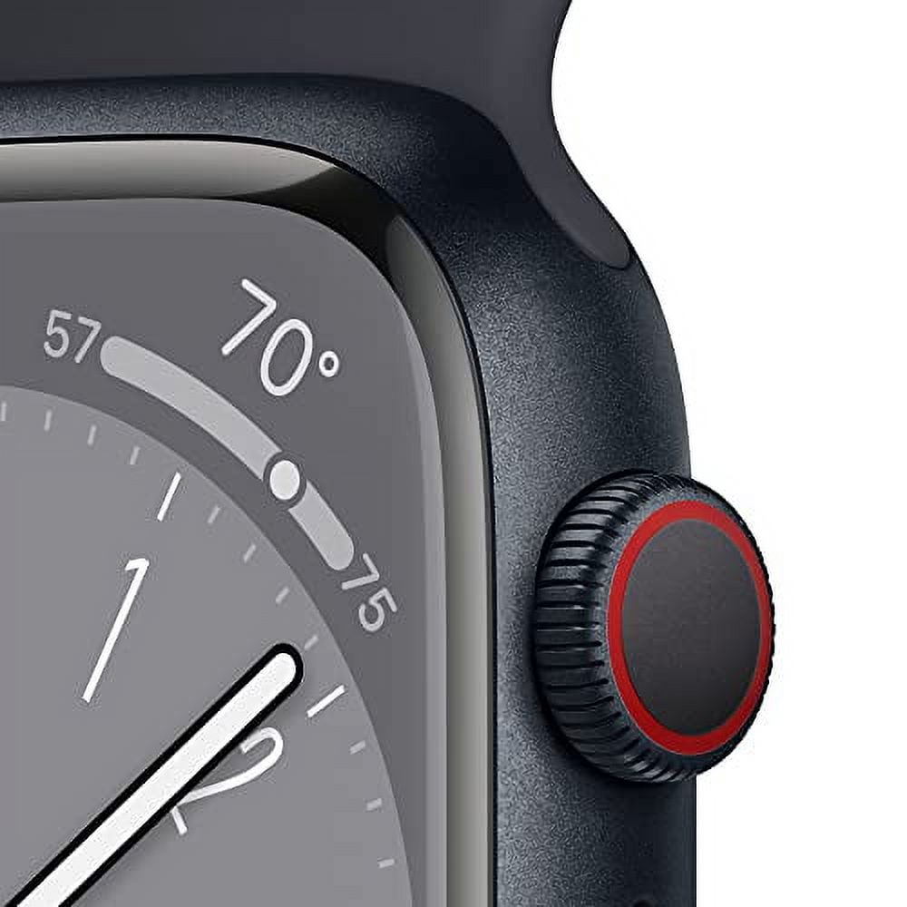 Apple Watch Series 8 GPS Cellular 45mm Smart Watch w Midnight Aluminum Case with Midnight Sport Band M L