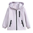 thumbnail image 5 of Miaoju Boys Girls Windbreaker Hooded Jacket Lightweight Packable Rain Coat Soft-Fabric for Comfort, with Pockets, Elastic Cuffs, Purple 7-8 Years, 5 of 8