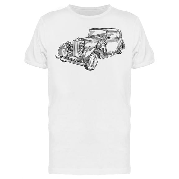 Vintage Car Hand Sketch T-Shirt Men -Image by Shutterstock, Male XX-Large