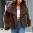 thumbnail image 5 of Levmjia Women's Faux Fur Coat Lapel Collar Long Sleeve Winter Warm Outerwear Fluffy Plush Jacket Open Front Solid Color, 5 of 9