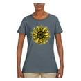 thumbnail image 2 of Wild Bobby, Artsy Cheetah Leopard Print Sunflower, Fashion, Women Graphic Tee, Charcoal, Medium, 2 of 3