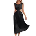thumbnail image 2 of Lenago Robes d'Été Grande Taille Mode Femmes Robe d'Été Col Rond Imprimé à Pois Robe Plissée Sans Manches Robes de Plage de Fête en Solde, 2 of 6