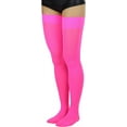 thumbnail image 4 of ToBeInStyle Women's Opaque Nylon Thigh Highs - Neon Pink - One Size, 4 of 6