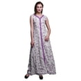 thumbnail image 1 of Bimba Robe Longue Décontractée à Imprimé Floral pour Femme, Col en V, Sans Manches, Fente avant, X-Grand, 1 of 5