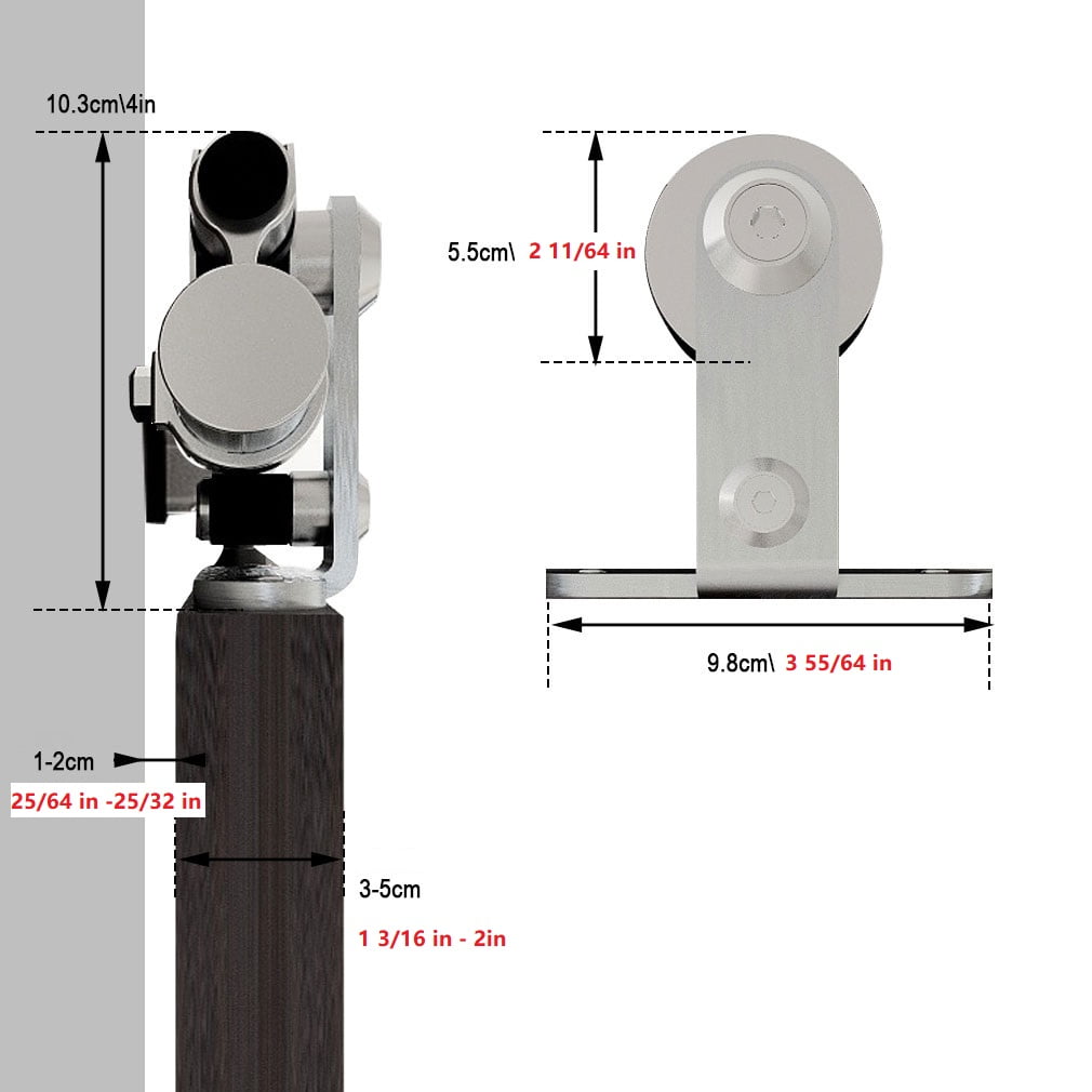 CCJH Stainless Steel 6.6FT Sliding Barn Door Hardware Kit Fit 39.6” Width Single Door T-Shaped Silver