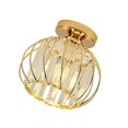 thumbnail image 2 of Modern Crystal Ceiling Light Lamp LED rustic indoor hall light Semi Flush Mount Pendant Light Fixture Gold, 2 of 8