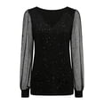 thumbnail image 6 of WOYY Toddler Girls Sparkly Sequins Mesh Long Sleeve Blouse V Neck Party Shirt, Sizes 4-5T, 6 of 8