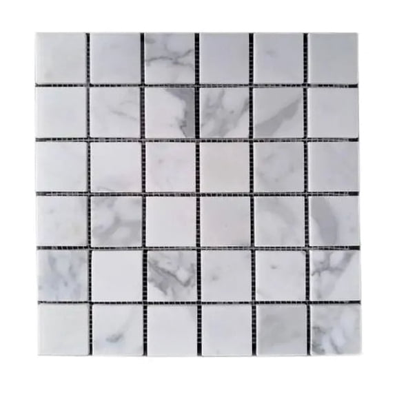 Calacatta 12-in x 12-in Polished Marble Mosaic Floor and Wall Tile(5-sq. ft/ Box)