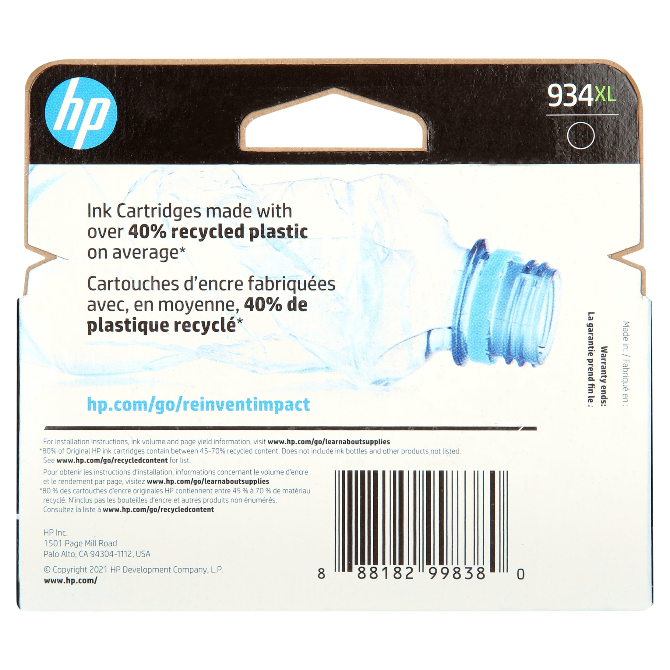 HP 934 Monochrome Printer Cartridge for HP OfficeJet Pro 6230, 6812, 6815, 6820, 6830, 6835, Black, C2P23AN#140, 1 Pack Approximate 1,000 Pages