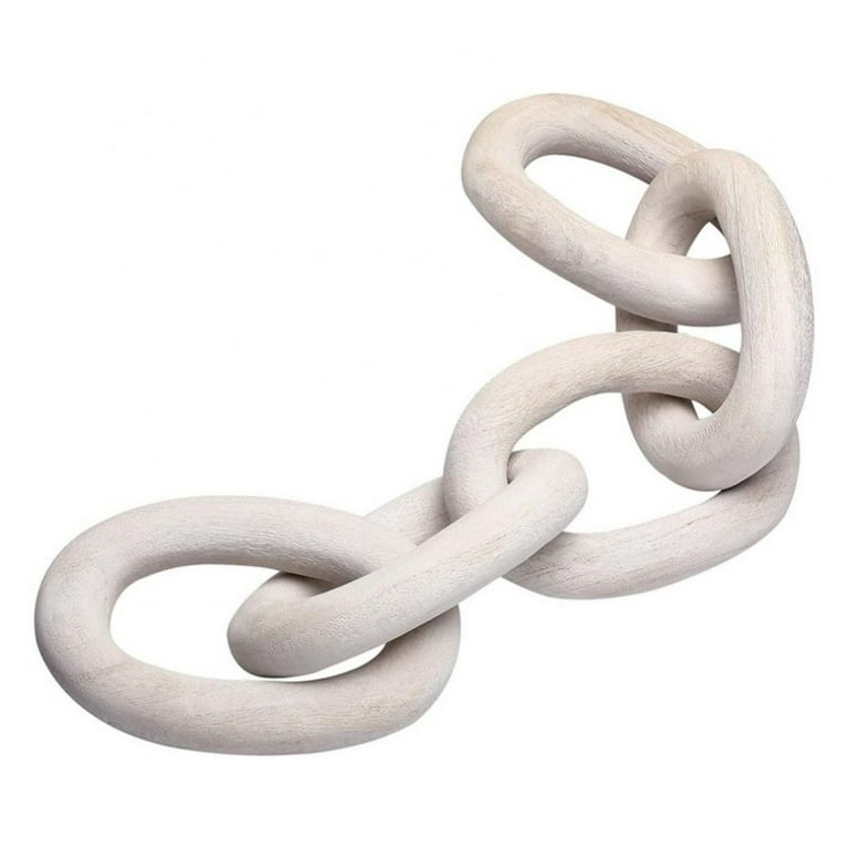 Wood Chain Link Decor - Rustic White Washed Decorative Chain, Great as  Coffee Table Decor or Shelf Decor, Made from Pine Wood, Matches Well with