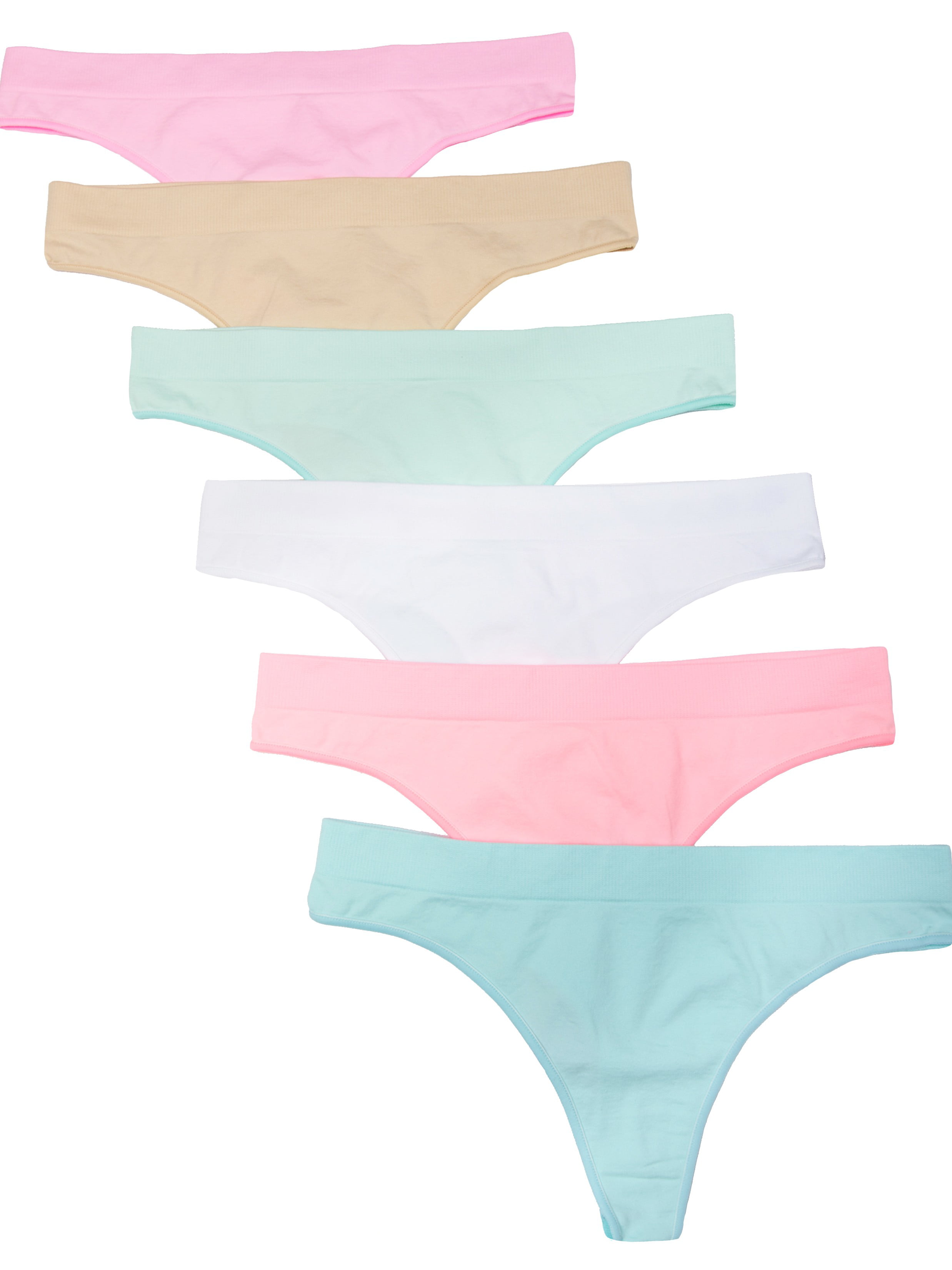 Kalon Women's 6 Pack Seamless Nylon Spandex Thong Panties - Walmart.com