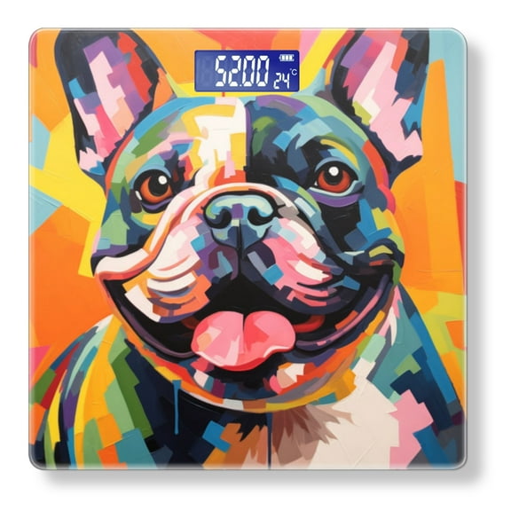 High Precision Body Weight Scale Smart Bathroom Scales with Large LCD Display(400lbs),Decorative for Bedroom-Cute French Bulldog Portrait In The Style Of Pop Art