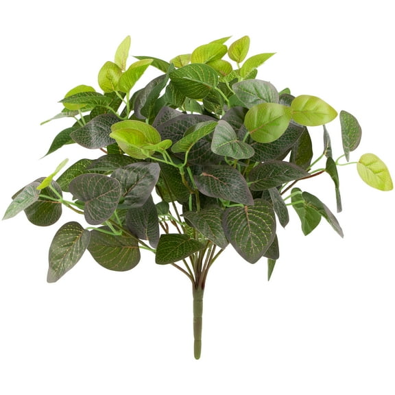 18.5" Decorative Artificial Green Two Tone Red Net Floral Bush