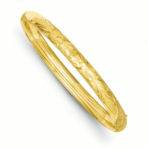 14K Yellow Gold 4/16 Oversized Laser Cut Hinged Bangle Bracelet