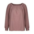 thumbnail image 3 of Women's Sweater 2023 Fall Solid Color Neck Pullover Bottoming Loose Knit Sweater Top Blouse, 3 of 7