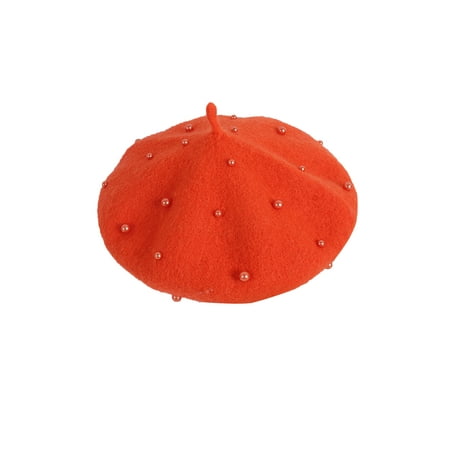 

Autumn Winter Kids Toddler Girls French Beret Beanie Cap Princess Pearl Headwear Soft Warm Wool Hat