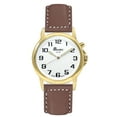 thumbnail image 2 of Bandini Mens Glow Watch - Leather Band - 38mm Analog Men's Easy to Read Wrist Watch with Light, Light Up Watches, Quartz, White Dial, Big Numbers, Glow in the Dark Hands - Gold Tone / Light Brown, 2 of 6